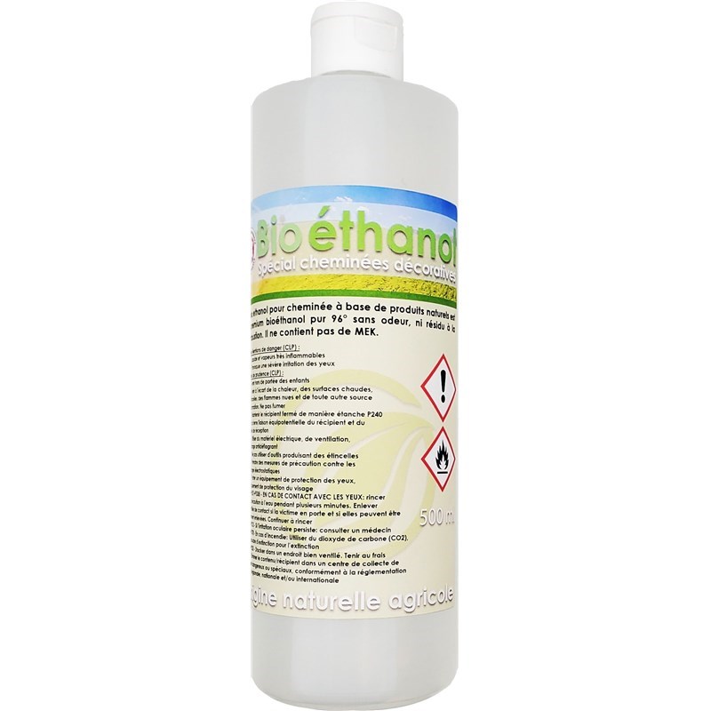 Bio éthanol pour cheminée - Bouteille de 500 ml