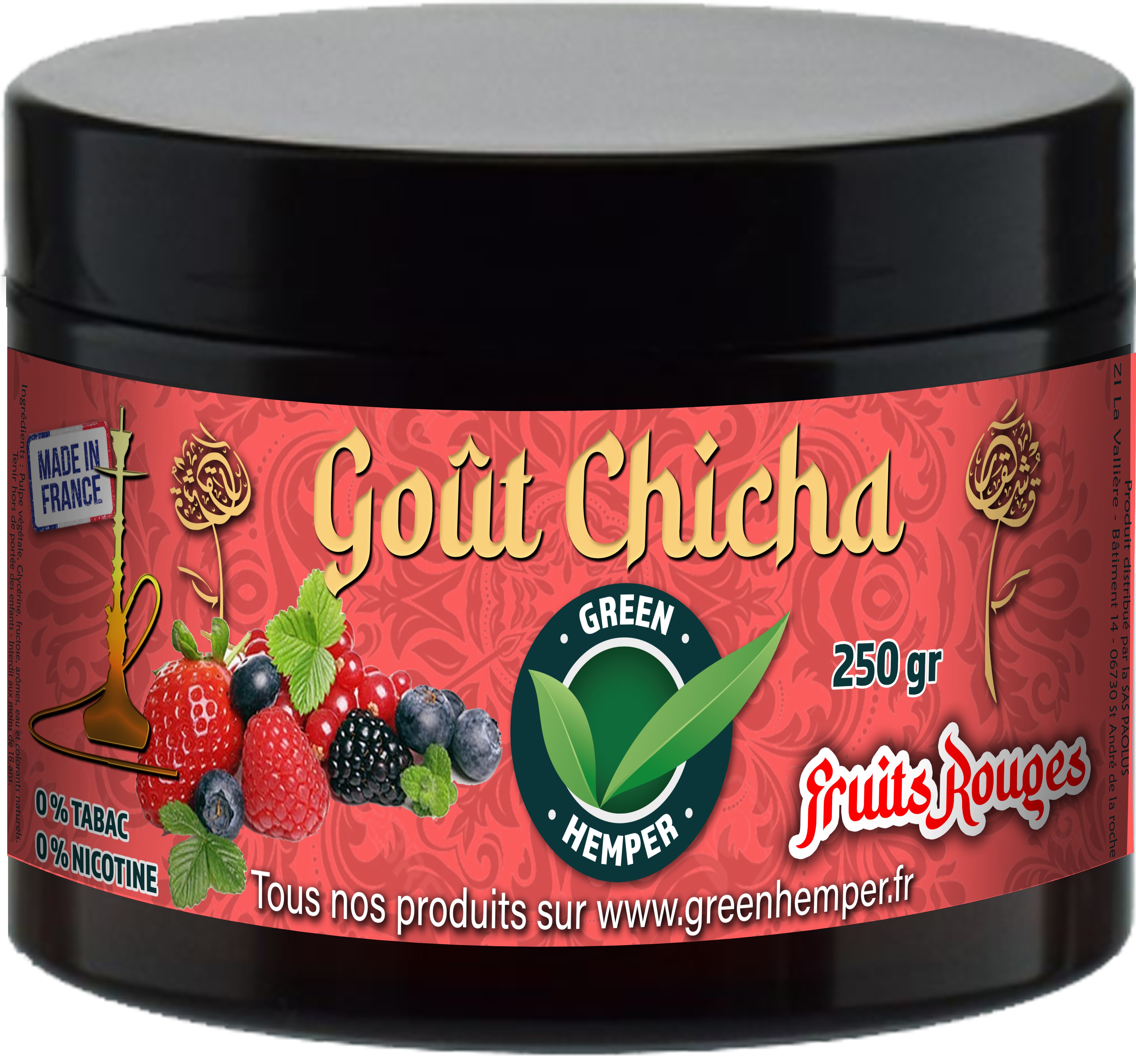 Goût chicha parfum Fruits Rouges - 250 Gr 
